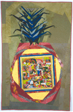 Sliced Pineapple 1997 Cotton silk vintage and handdyed fabrics phototransfers