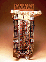 Baby Carrier Chippewa Ojibwa Anishinabe or Ottawa Odowa circa 1835 Wood cloth quills beads leather and shells