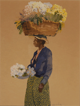 Lady with Flower Basket Alfred Heber Hutty 18781954 Watercolor on paper