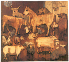 Animal Farm 1963 Wood relief from the collection of The Art Institute of Chicago
