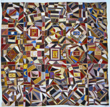 Circa 1885 crazy quilt by members of the Courtwright family Mobile Ala Silk satin and cotton