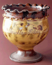 Redware flower pot attributed to John Vickers circa 1838