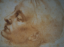 Study for the Head of Leda Michelangelo circa 1530 Red pencil on paper from the collection of the Casa Buonarroti Florence Italy
