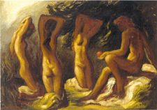 Judgment of Paris Lorser Feitelson 1920s Oil on canvas from the Macfarlane collection