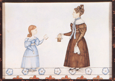 Mother and Daughter of the Chase Family J Evans circa 1831 Deerfield NH watercolor ink and pencil on paper