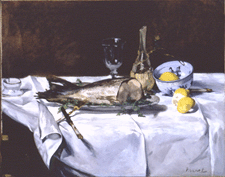 Still life with salmon 1866 Oil on canvas from the collection of the Shelburne Museum Shelburne Vt