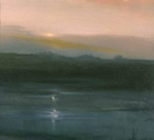 Green Moonrise oil on panel