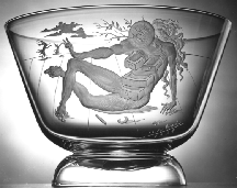 Engraved bowl by Salvador Dali measuring nearly nine inches tall
