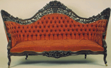 Parlor sofa from the workshop of John Henry Belter circa 185055 Laminated rosewood with modern silk upholstery