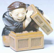 Nasakeji from The Tale of the Tonguecut Sparrow Tokyo school late Nineteenth Century Wood and ivory from an anonymous collection