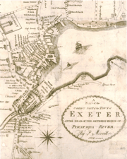 A map of Exeter by P Merrill 1802 shows the early development of the town and the importance of the shipping industry