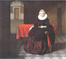 Portrait of a Lady in an Interior Dirck Santvoort 1637 Oil on panel