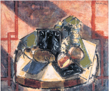 Cubist Still LIfe with Red Lines Alfred H Maurer circa 192832 Oil on gessoed board