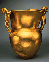 Amphora with mouflonshaped handles Achaemenid fifth century BC Filippouka Gold Archaeological Museum Ufa