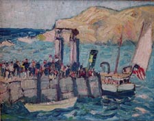Hayley Lever 18761958 The Dock at Monhegan oil on canvas 8 by 10 inches signed and titled verso