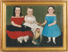 At the Winter Show Olde Hope Antiques will feature this triple portrait by Matthew Prior of Mary Ellen Frederick and Harriet Sweetser of Chelsea Massachusetts signed on the reverse and dated June 1853