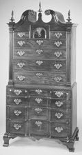 This eighteenth Century Boston chestonchest circa 1780 has been gifted to the Currier Gallery of Art