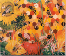 Summer Swarm John Newson 2002 Oil on canvas featured in the booth of Daniel Silverstein Gallery