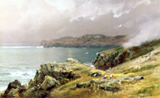 William Trost Richards 18331905 Conanicut RI Coastline circa 1880 watercolor and gouache on grey paper 22 by 26 inches Mary Lublin Fine Arts New York City