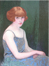 Portrait de Madame Manzon Jean Bertrand circa 1920s Oil on canvas in the booth of Papillon Gallery Los Angeles Calif