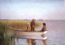 The Little Fisherman a circa 1889 oil on canvas was offered in the booth of BrownCorbin Fine Art Lincoln Mass