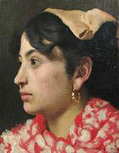 The Italian Girl by Richard Barabandy oil on canvas was offered at FletcherCopenhaver Fine Art Fredericksburg Va