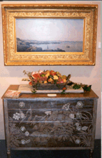 Hollis Taggart Galleries New York City featured An August Morning at Cohasset Mass Francis Silva 1869 over a Max Kuehne chest of drawers