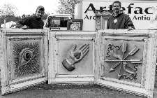 Dave Nelson and Rick Fehrs of Artefact Furlong Penn with a set of Masonic signs from a Baltimore lodge HeartotheMart