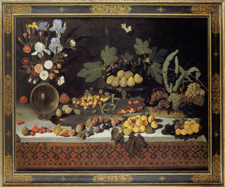 Figs on a Tazza with Vine Leaves Master of the Hartford StillLife circa 15901600 Oil on canvas in the booth of Bob P Haboldt amp Co New York City