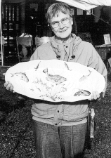 Joan Poole of Another Time with a Johnson Brothers fish platter