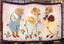 Three Little Pigs hooked rug Eighteenth Century offered by Country Squire Antiques Gorham Me