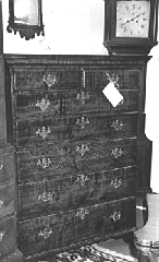 A tiger maple chest offered by Kenneth Tuttle Gardiner Me