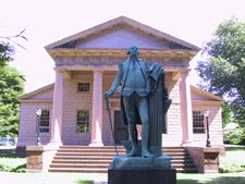 George Washington was a teenager when the Redwood Library was completed in 1750 The imposing structure on Newports Bellevue Avenue claims many firsts among them the first lending library in the United States and the first example of public Palladian architecture