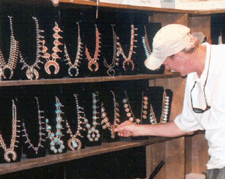 Southwestern Indian squash blossom necklaces shown by LB Woods Tyler Tex