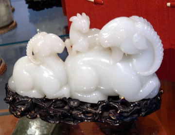 Eighteenth Century Chinese jade carving of three rams, $171,000.