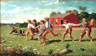 Winslow Homer (1836–1910), "Snap the Whip,” 1872, oil on canvas, 12 by 20 inches; The Metropolitan Museum of Art, gift of Christian A. Zabriskie, 1950.