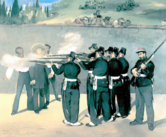 Edouard Manet, "The Execution of Emperor Maximilian,” 1868–69, oil on canvas, 99 3/16  by 118 7/8  inches; Kunsthalle, Mannheim. —Kunsthalle Mannheim, Margita Wickenhäuser photo