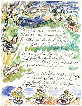 Waldo Peirce letter to Sally Jane Davis, April 25, 1943; handwritten, illustrated, Waldo Peirce letters, 1943.