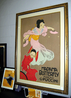 Exhibitor Art Banister, who divides his time between Maine and Florida, enhanced some of his best vintage posters with appropriate framing: the Italian poster for Madama Butterfly was $5,990.