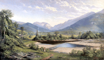 George Albert Frost (1843‱907), "Franconia Notch and Pemmigewasset River from North Woodstock NH,†oil on canvas, 28 by 48 inches, private collection.