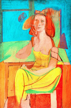 Deeply influenced by Picasso's styles and subjects, Willem de Kooning launched his celebrated series of "Women†paintings around 1940 with the monumental (51 by 36 inches) "Seated Woman.†The brilliant hues and underlying graphic clarity of this work were influenced by Picasso's "Seated Woman with Wrist Watch.†The Philadelphia Museum of Art. ©2006 The Willem de Kooning Foundation/Artists Rights Society (ARS), New York City.