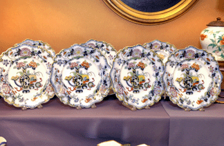 Wedgwood pearlware, set of ten plates, circa 1840, adorned Diane Davis's booth, D&D Antiques, Newtown, Conn.