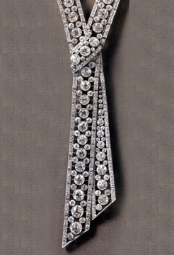 A diamond and platinum necklace by J.E. Caldwell with a total of more than 75 carats of diamonds became the highest priced item in the auction, selling at $253,500.
