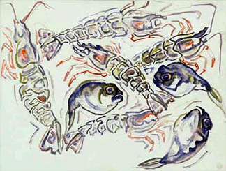 Walter Inglis Anderson's watercolor, "Shrimp and Pufferfish,†brought $13,500.
