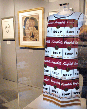 "The Souper Dress†by Andy Warhol was priced at $23,000 in the booth of William Weston Gallery, London. In the background are stellar works by Henri Matisse, left, with "Nadia au Regard Attentif†priced at $60,000 and sold during preview, and Pablo Picasso's linocut "Portrait de Jacqueline Accoude, Au Collar. Femme au Collier,†$140,000. 