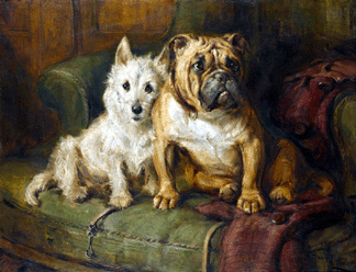 "Best friends†by Philip Eustace Stretton, oil on canvas, 28 by 36 inches, brought $35,850.