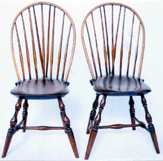Two signed Tracy Windsor side chairs, circa 1780, fetched $1,904 each.