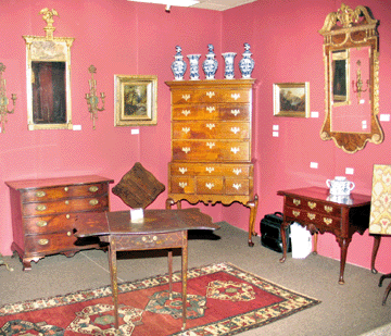 Judd Gregory Fine Antiques, Dorset, Vt., arrived in Charleston fresh from the Alexandria, Va., antiques show and quickly sold a Massachusetts demilune card table.