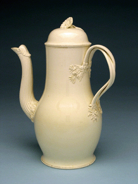 Coffeepot, Staffordshire or Yorkshire, England, circa 1780. Historic Deerfield, museum purchase with funds provided by Ray J. and Anne K. Groves. 