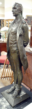 The Nathan Hale bronze by Bela L. Pratt had been purchased by the consignor during an auction of the Havermeyer estate in 1966 for $600. It sold for $74,750 at Nadeau's.